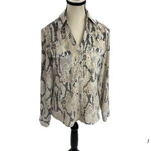 Express Womens Size XS Portofino Shirt Snakeskin Print Button Front Blouse Top